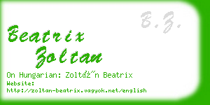 beatrix zoltan business card